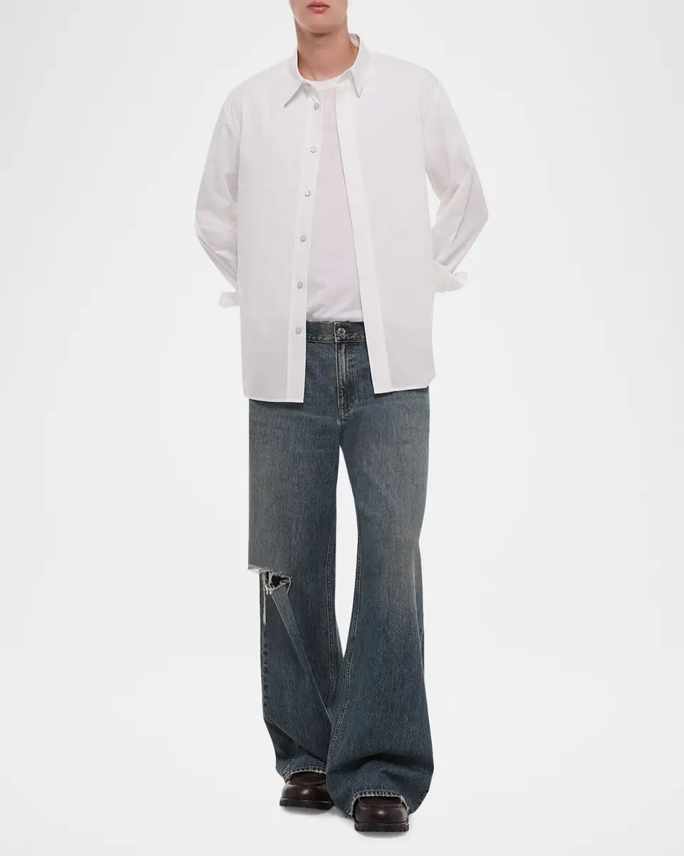 Helmut Lang Men's Wardrobe Covered-Placked Poplin Sport Shirt | Thumbnail 7 Helmut Lang Men's Wardrobe Covered-Placked Poplin Sport Shirt | Thumbnail 7