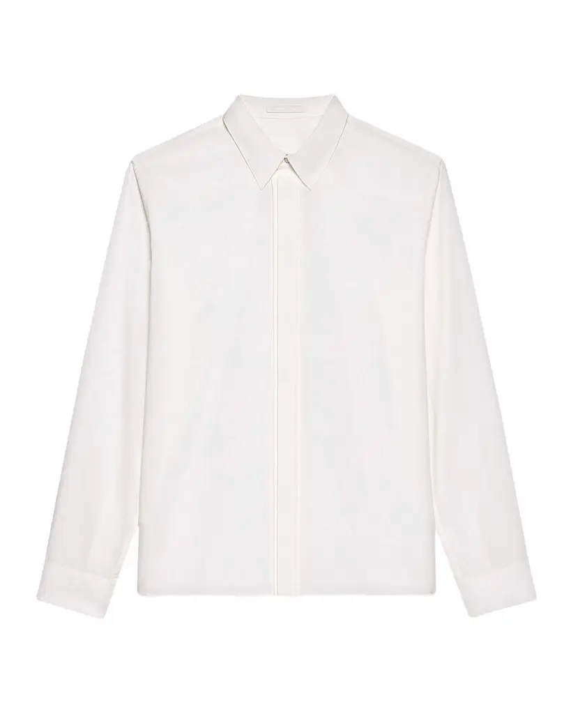 Helmut Lang Men's Wardrobe Covered-Placked Poplin Sport Shirt | Image 1 Helmut Lang Men's Wardrobe Covered-Placked Poplin Sport Shirt | Image 1