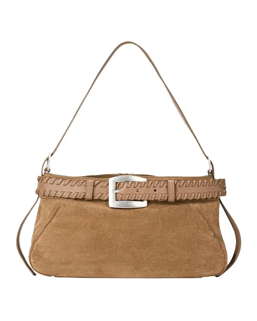 Staud Brooklyn Buckled Suede Shoulder Bag | Image 1 Staud Brooklyn Buckled Suede Shoulder Bag | Image 1