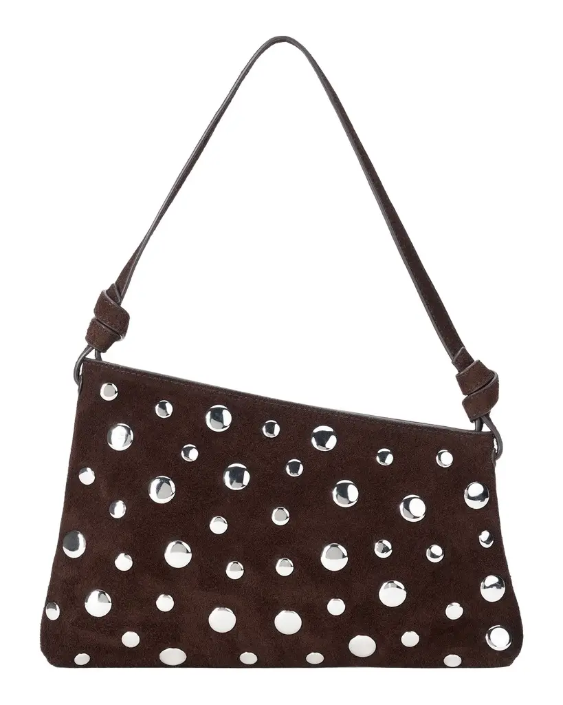 Staud Dani Angular Studded Suede Shoulder Bag | Image 1 Staud Dani Angular Studded Suede Shoulder Bag | Image 1
