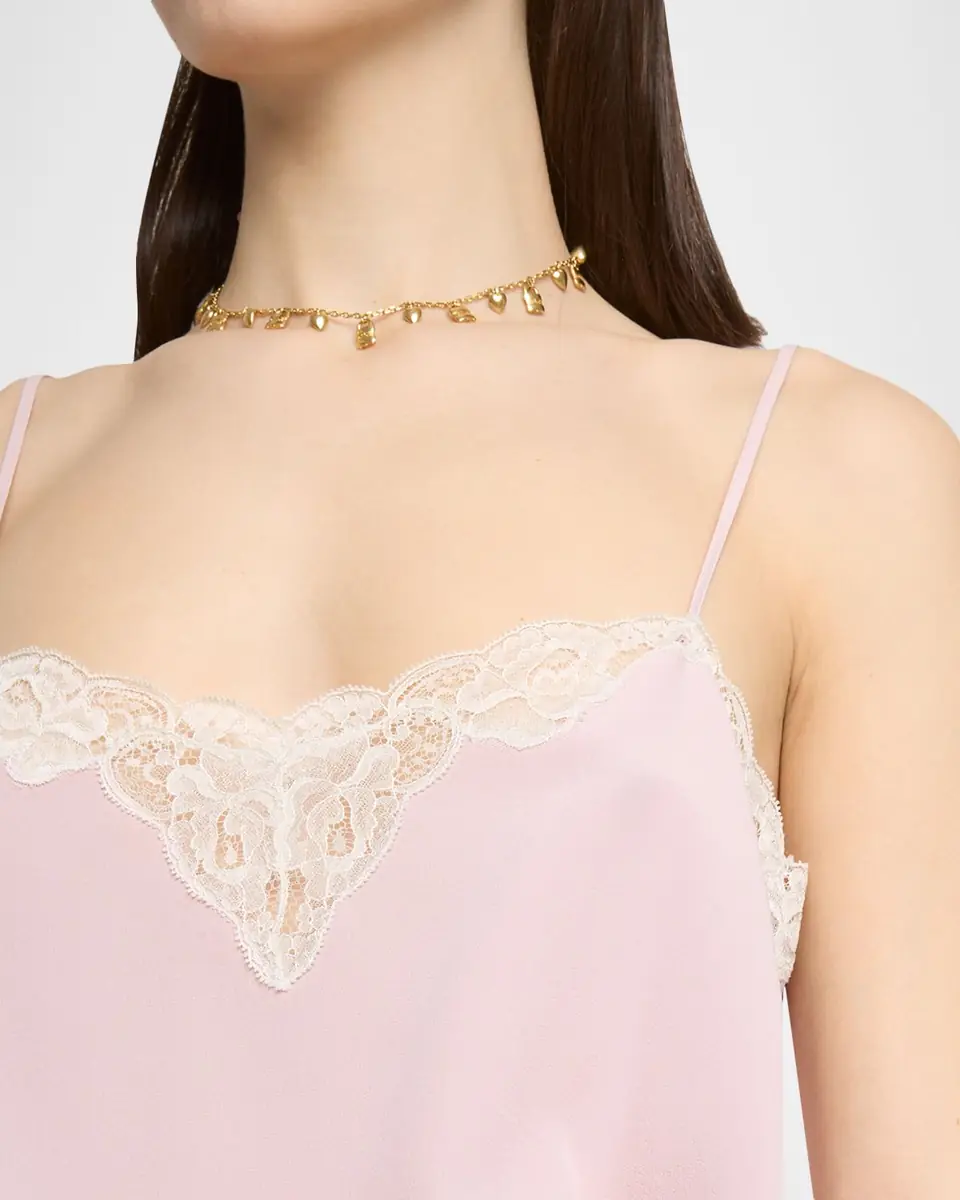 Chloé Drawstring Lace-Trim Silk Crepe De Chine Cami Top | Thumbnail 4 Chloé Drawstring Lace-Trim Silk Crepe De Chine Cami Top | Thumbnail 4