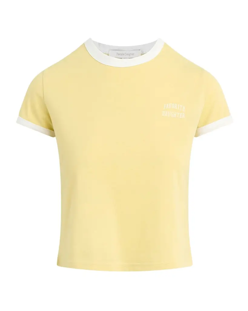Favorite Daughter Chest Logo Cropped Ringer T-Shirt | Image 1 Favorite Daughter Chest Logo Cropped Ringer T-Shirt | Image 1