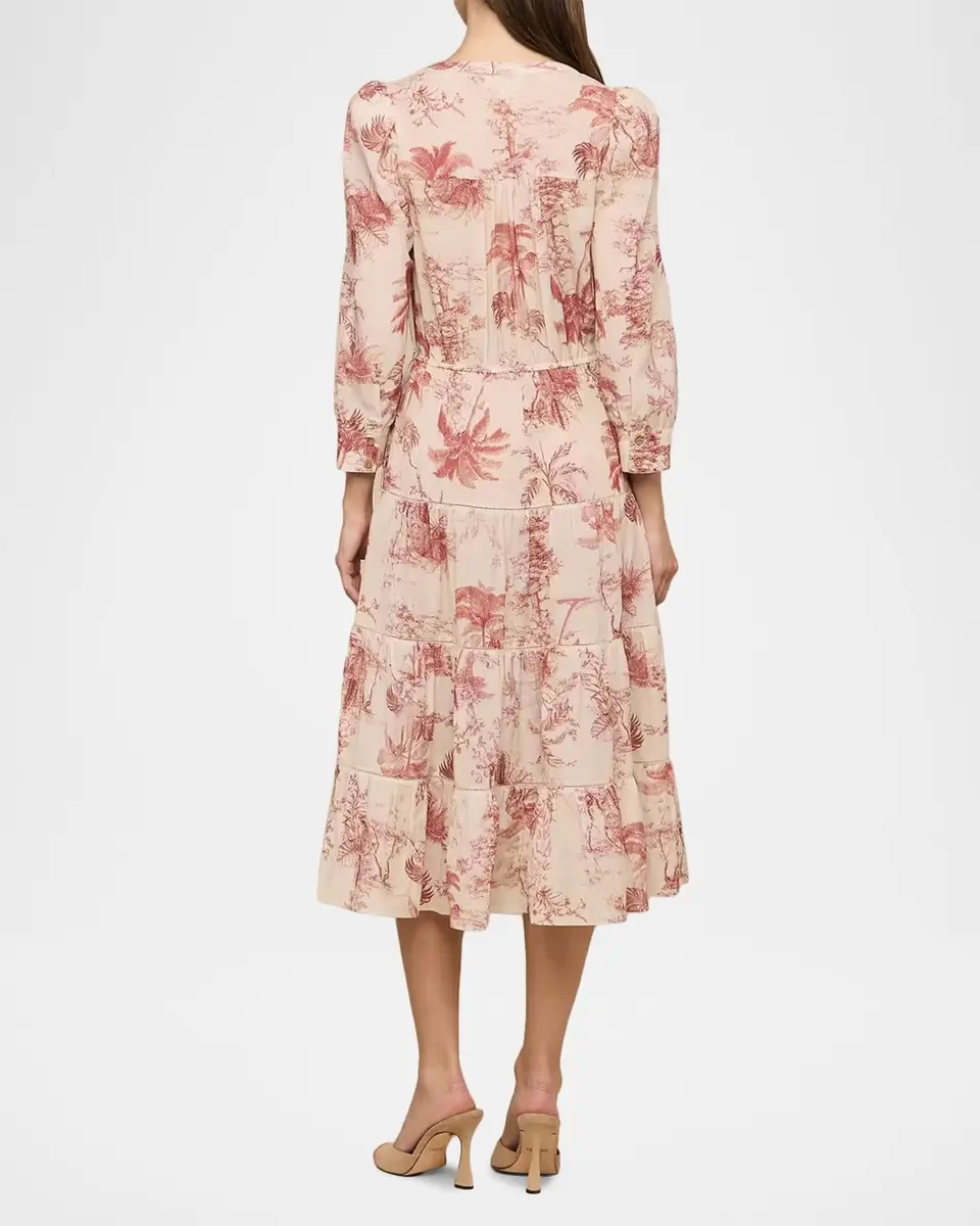 L'Agence Serafine Textured Toile Midi Dress | Thumbnail 3 L'Agence Serafine Textured Toile Midi Dress | Thumbnail 3