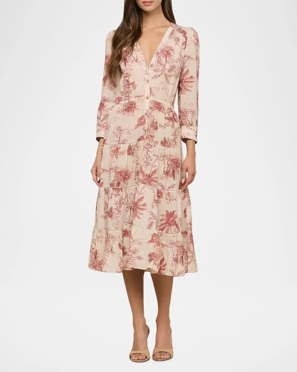 L'Agence Serafine Textured Toile Midi Dress | Thumbnail 4 L'Agence Serafine Textured Toile Midi Dress | Thumbnail 4