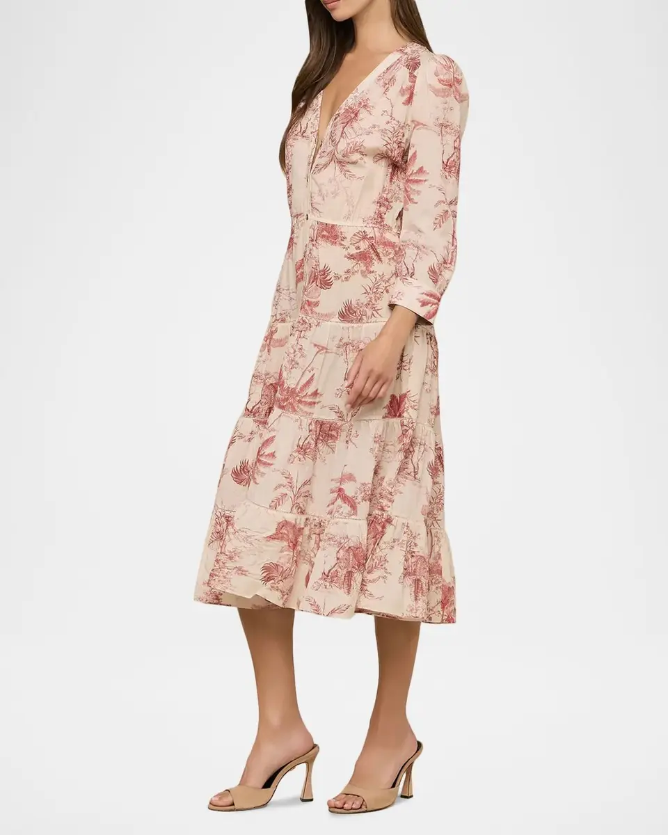 L'Agence Serafine Textured Toile Midi Dress | Thumbnail 5 L'Agence Serafine Textured Toile Midi Dress | Thumbnail 5