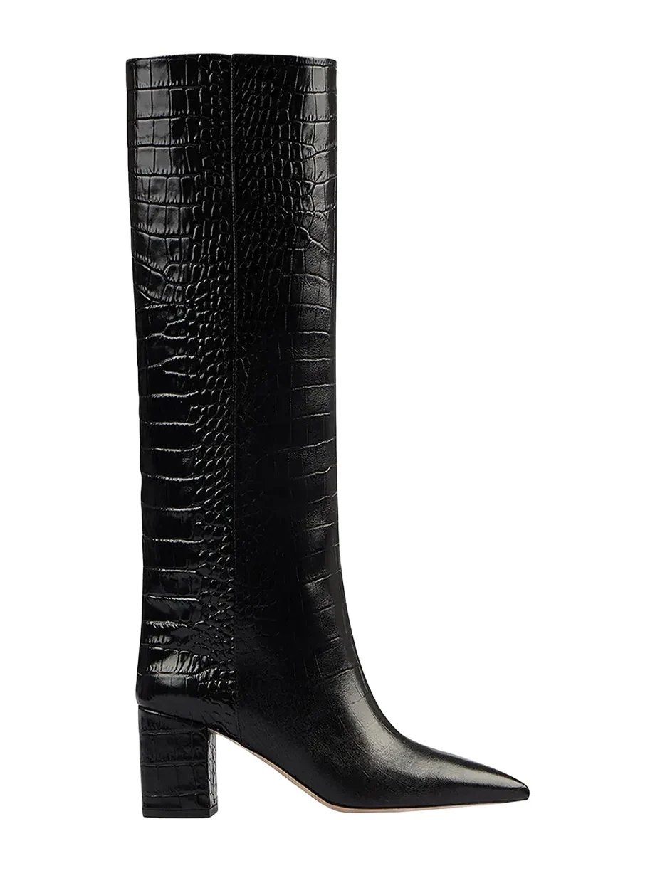 Anja Croco Block-Heel Knee Boots Anja Croco Block-Heel Knee Boots