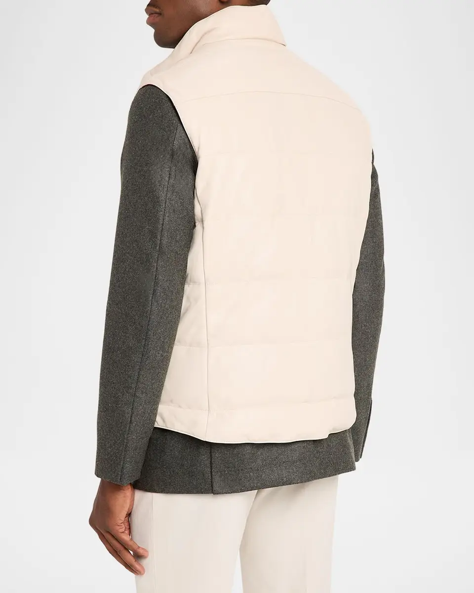 Brunello Cucinelli Men's Reversible Leather and Nylon Quilted Vest | Thumbnail 3 Brunello Cucinelli Men's Reversible Leather and Nylon Quilted Vest | Thumbnail 3