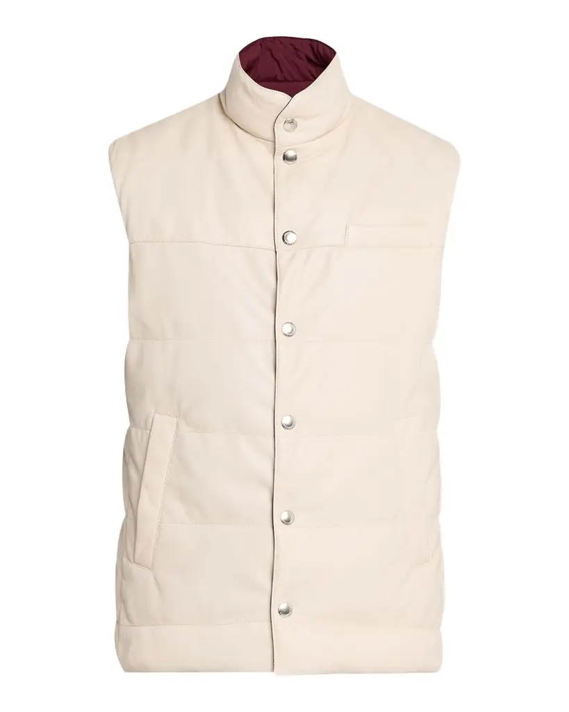 Men's Reversible Leather and Nylon Quilted Vest Men's Reversible Leather and Nylon Quilted Vest