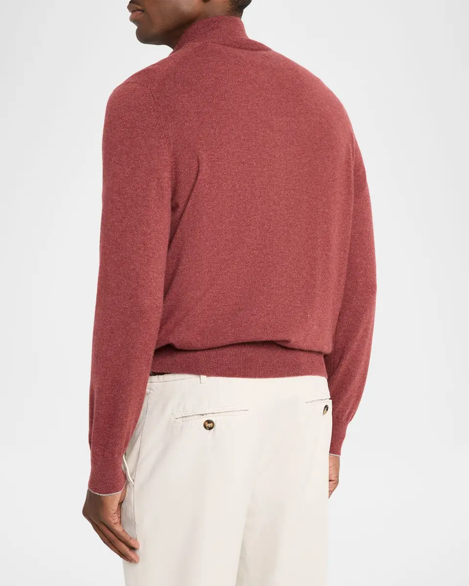 Brunello Cucinelli Men's Cashmere Quarter-Zip Sweater | Thumbnail 3 Brunello Cucinelli Men's Cashmere Quarter-Zip Sweater | Thumbnail 3