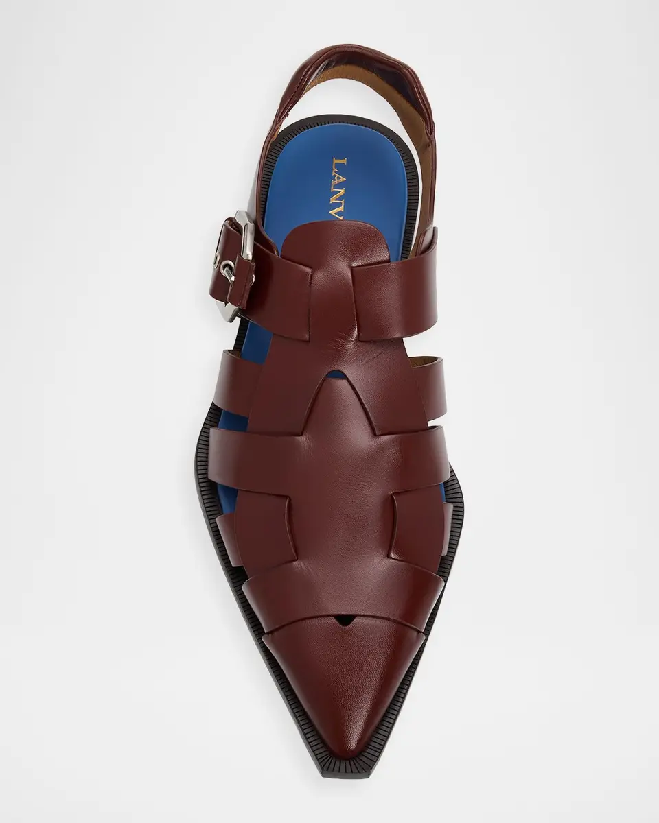 Lanvin Men's Leather Pointed-Toe Gladiator Sandals | Thumbnail 6