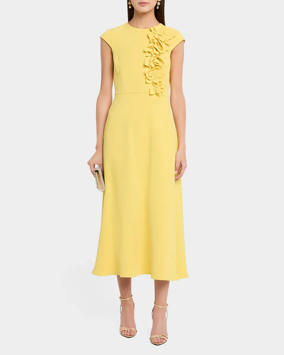 BADGLEY MISCHKA Floral Applique Stretch Crepe Midi Dress | Thumbnail 2 BADGLEY MISCHKA Floral Applique Stretch Crepe Midi Dress | Thumbnail 2