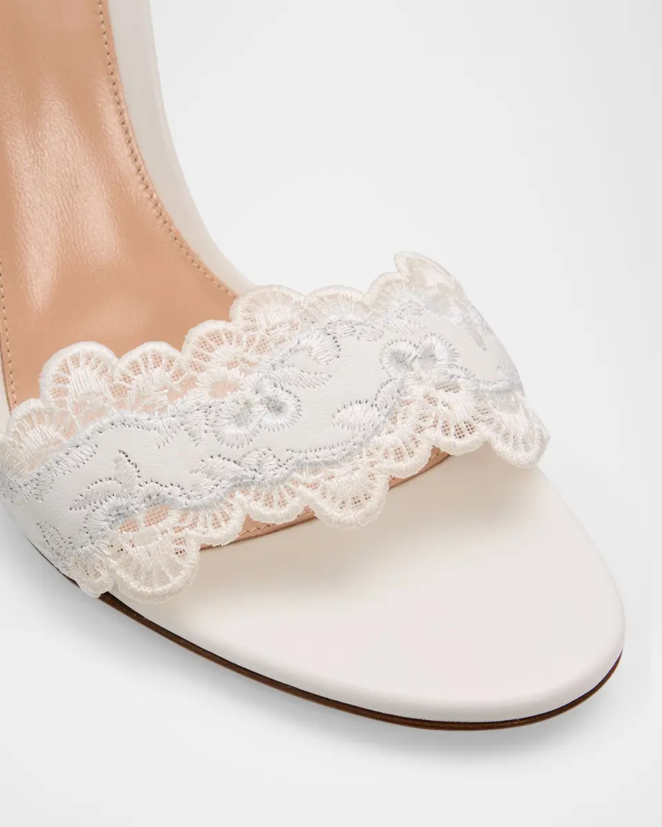 Gianvito Rossi 105mm Evie Embroidered Leather Ankle-Tie Sandals | Thumbnail 5