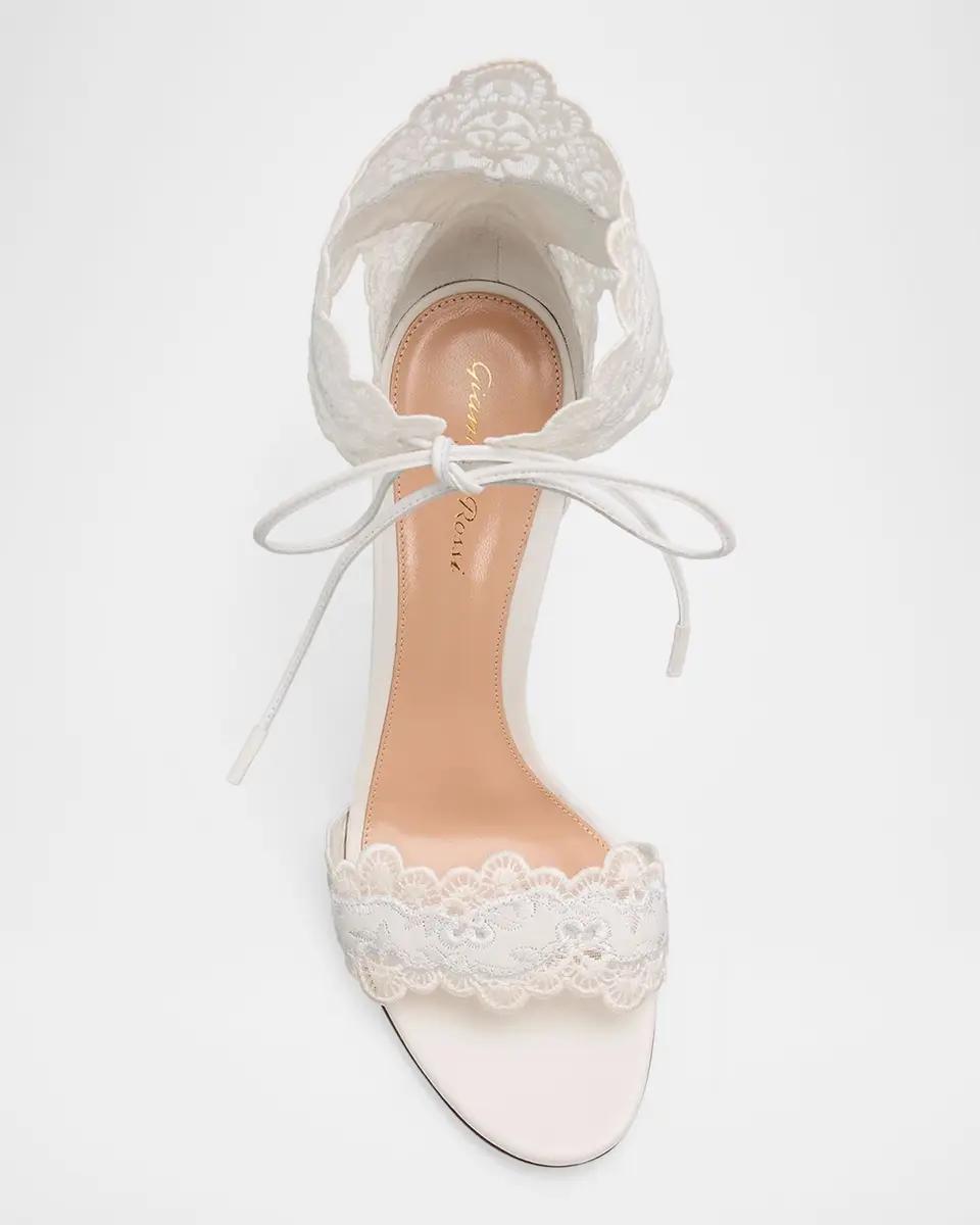 Gianvito Rossi 105mm Evie Embroidered Leather Ankle-Tie Sandals | Thumbnail 6