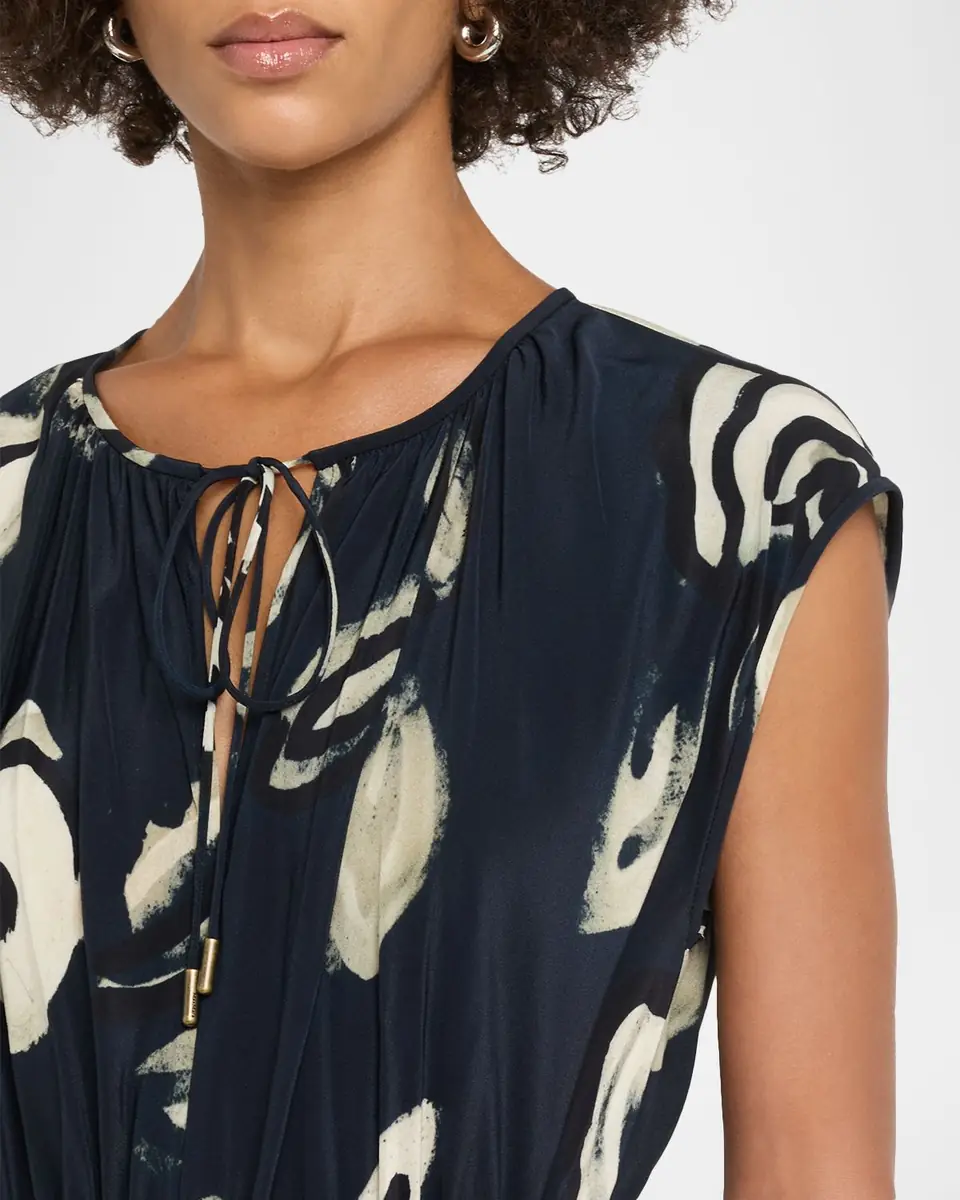 Max Mara Cap-Sleeve Floral-Print Silk Belted Maxi Dress | Thumbnail 4