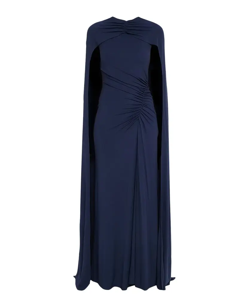 Simkhai Demi Ruched Jersey Cape Gown | Image 1 Simkhai Demi Ruched Jersey Cape Gown | Image 1