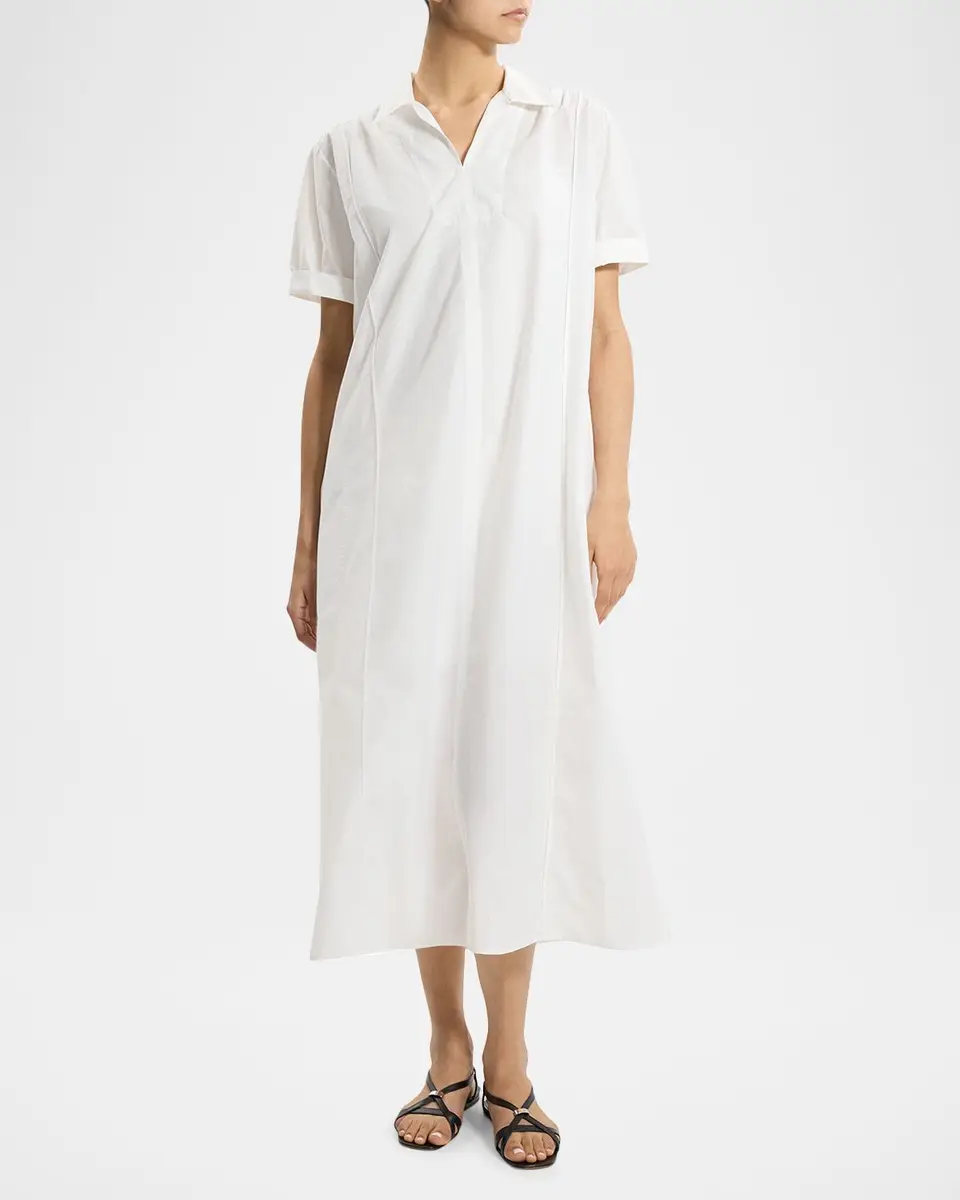 Theory Short-Sleeve Poplin Popover Maxi Dress | Thumbnail 2 Theory Short-Sleeve Poplin Popover Maxi Dress | Thumbnail 2