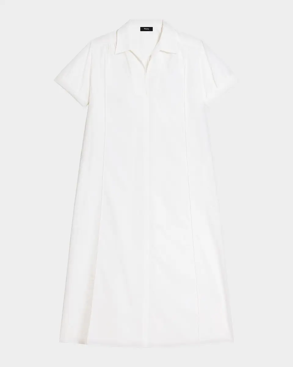 Theory Short-Sleeve Poplin Popover Maxi Dress | Image 1 Theory Short-Sleeve Poplin Popover Maxi Dress | Image 1