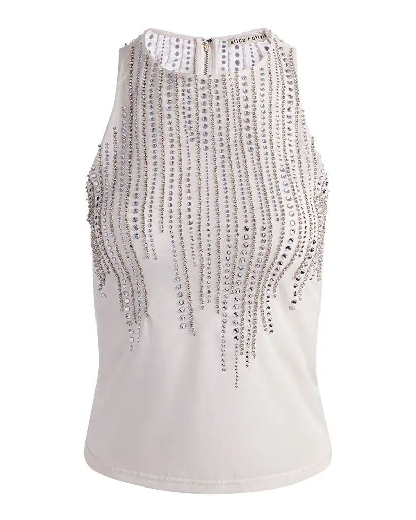 Alice + Olivia Pania Embellished Sleeveless Top | Image 1 Alice + Olivia Pania Embellished Sleeveless Top | Image 1