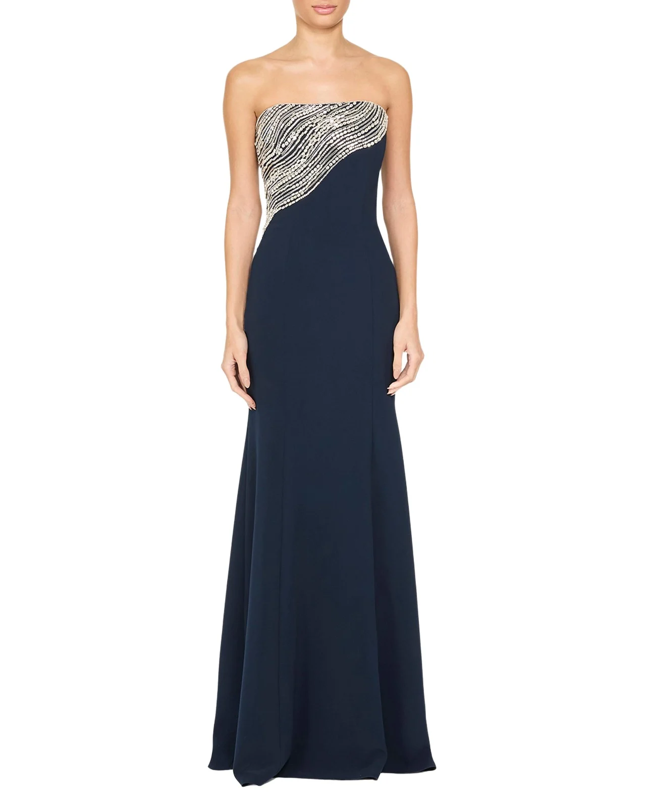 Soyala Wave Beaded Strapless Gown Soyala Wave Beaded Strapless Gown