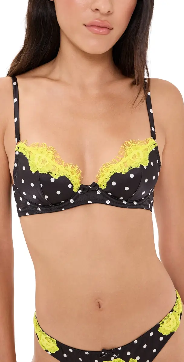 Fleur du Mal Juliet Lace Demi Bra Small Black Dot 38D | Image 1 Fleur du Mal Juliet Lace Demi Bra Small Black Dot 38D | Image 1