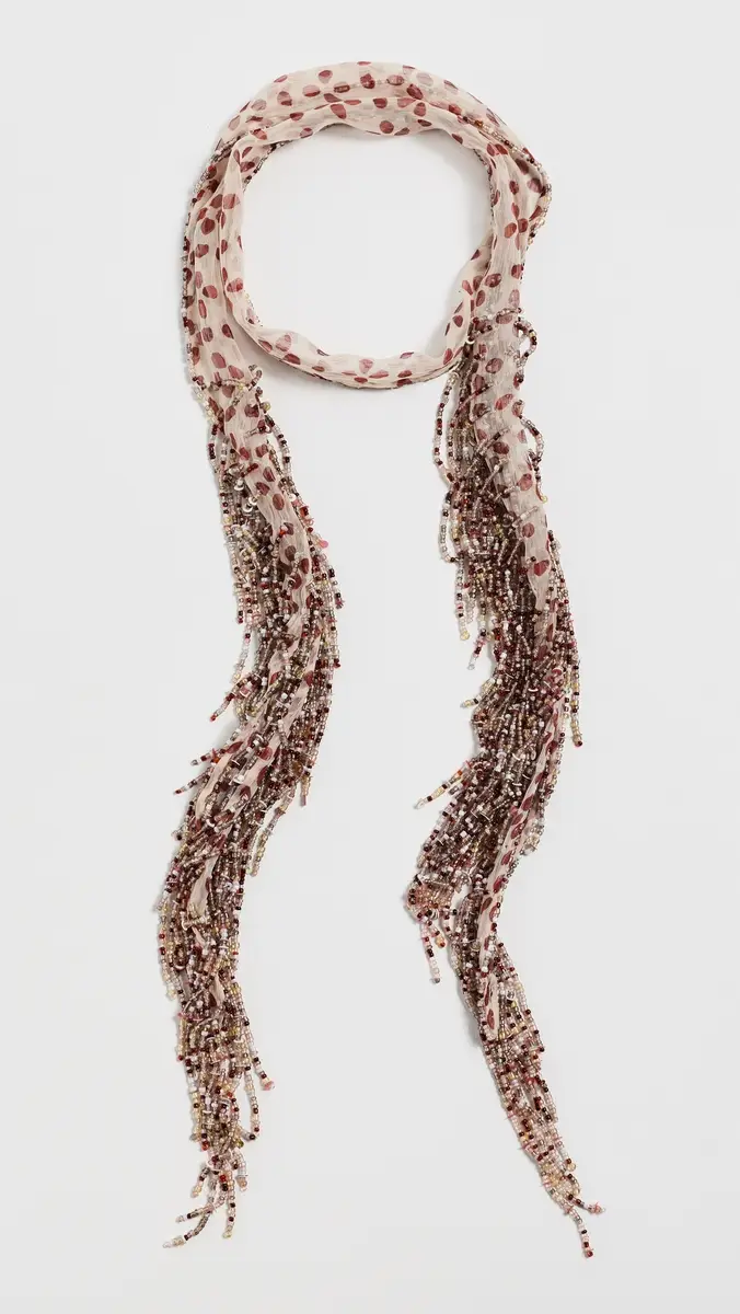 Chan Luu Beaded Skinny Scarf Pink Sand One Size | Thumbnail 2