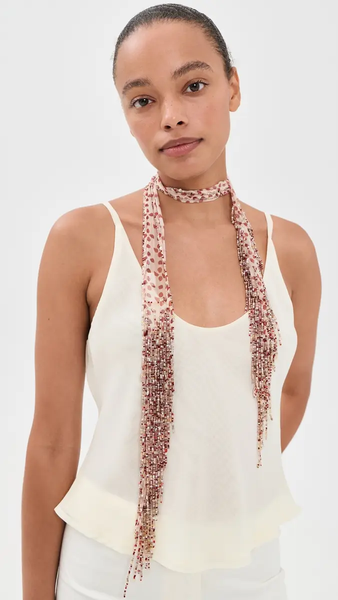 Chan Luu Beaded Skinny Scarf Pink Sand One Size | Thumbnail 3