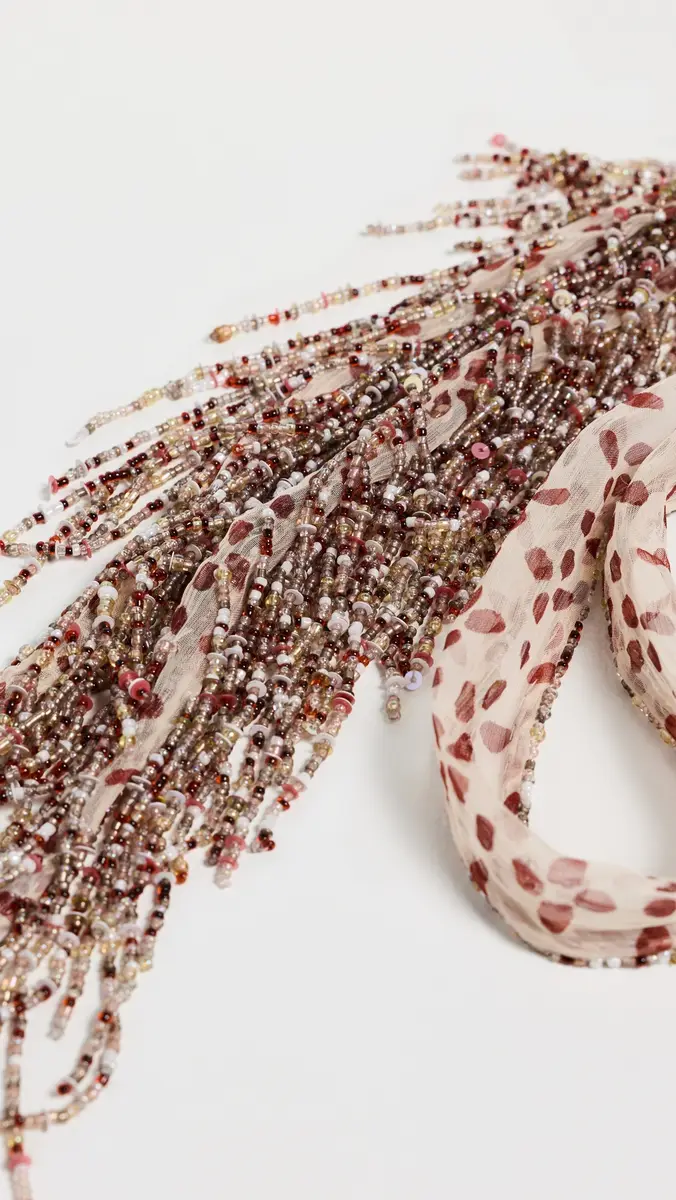Chan Luu Beaded Skinny Scarf Pink Sand One Size | Thumbnail 4