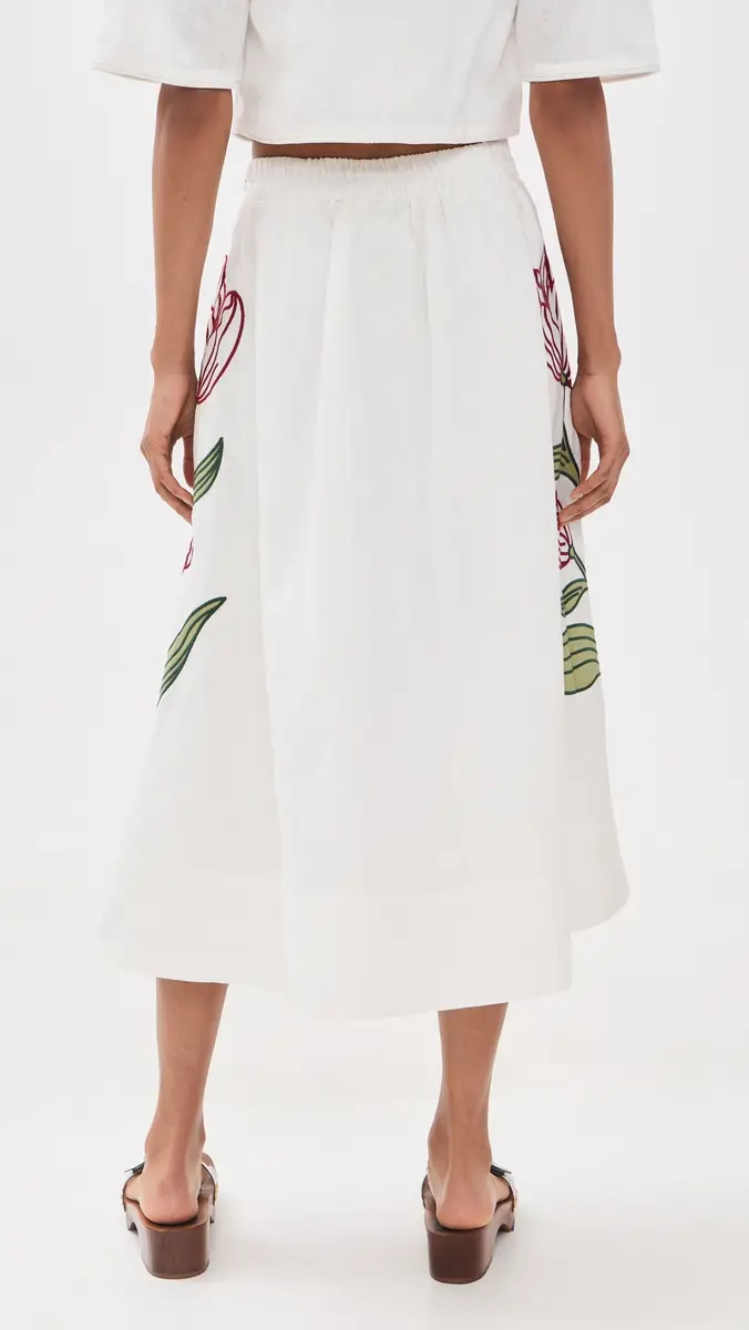 Farm Rio Linen Flower Midi Skirt | Thumbnail 3 Farm Rio Linen Flower Midi Skirt | Thumbnail 3