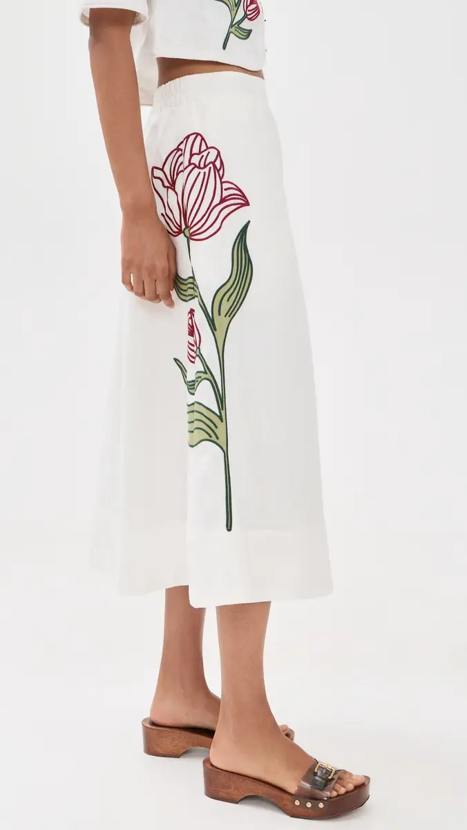 Farm Rio Linen Flower Midi Skirt | Thumbnail 4 Farm Rio Linen Flower Midi Skirt | Thumbnail 4