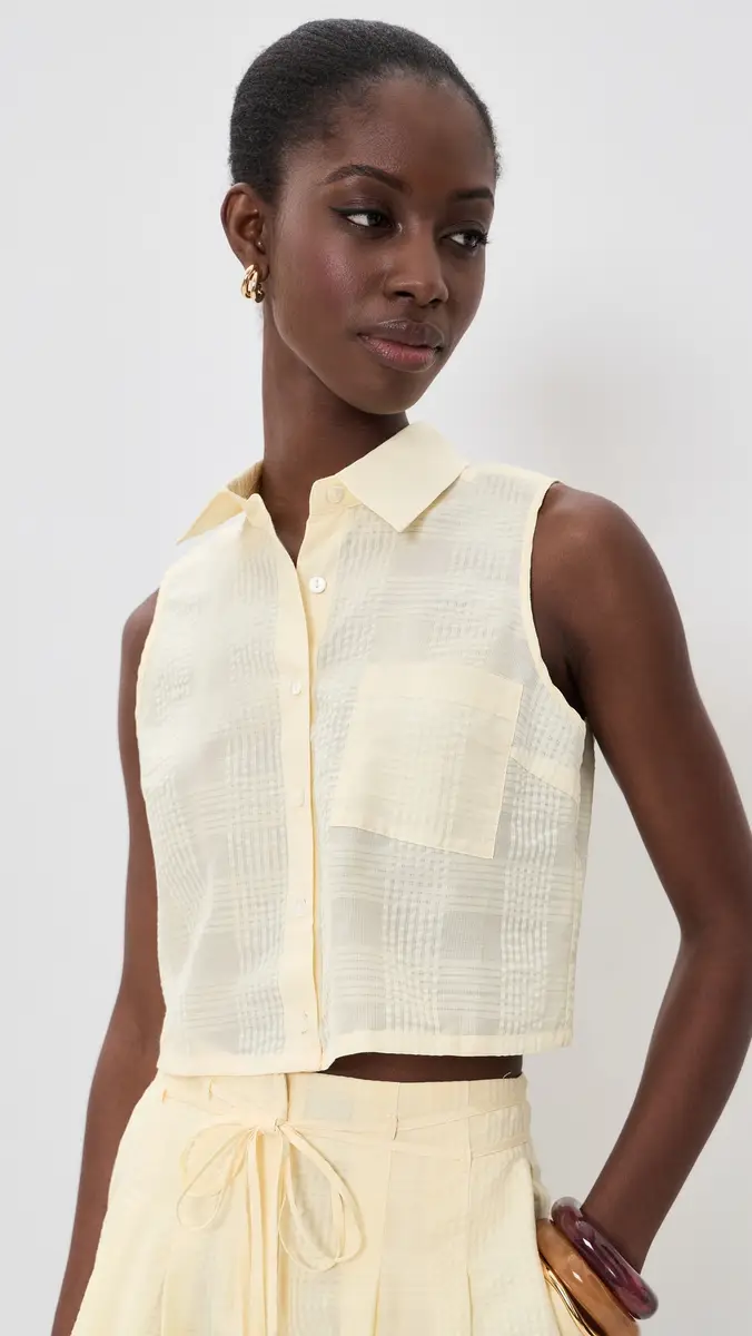 HEVRON Katja Top Butter Plaid | Thumbnail 2