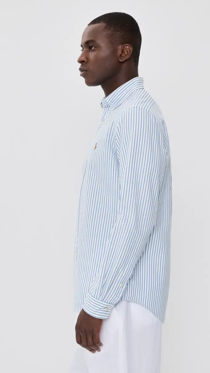 Polo Ralph Lauren Striped Seersucker Oxford Shirt White Bsr Blue | Thumbnail 4
