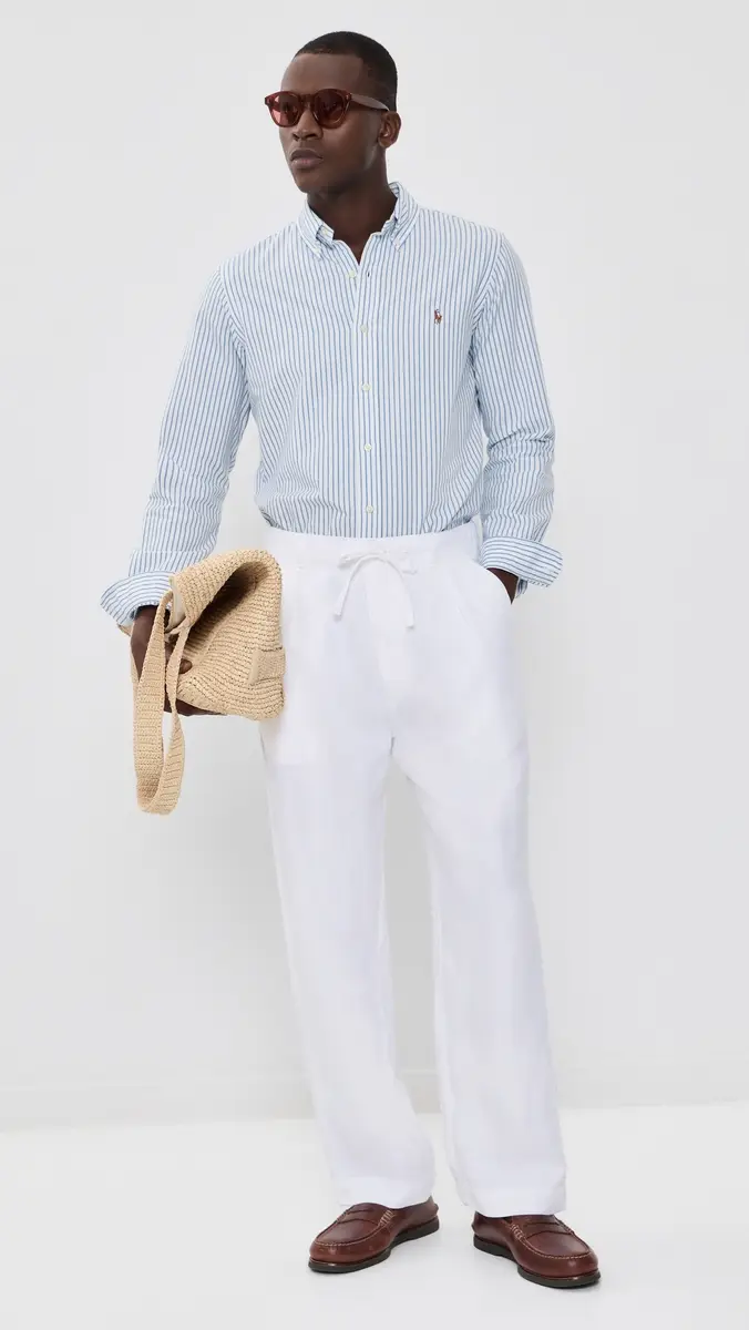 Polo Ralph Lauren Striped Seersucker Oxford Shirt White Bsr Blue | Thumbnail 5