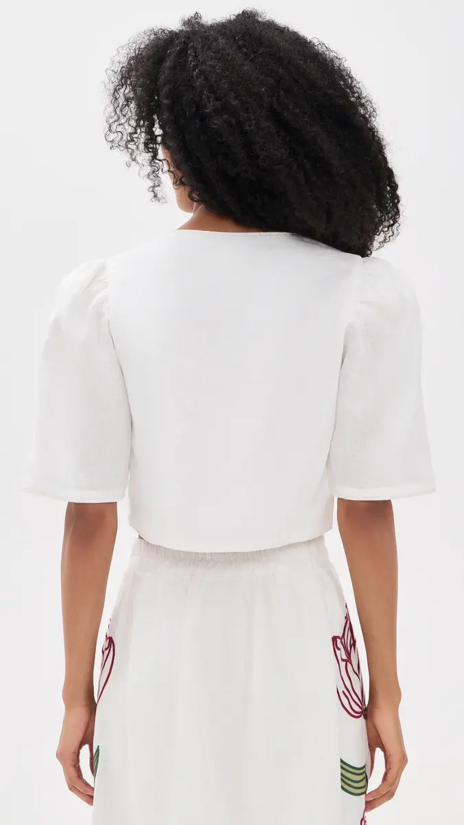 Farm Rio Linen Flower Crop Top | Thumbnail 3 Farm Rio Linen Flower Crop Top | Thumbnail 3
