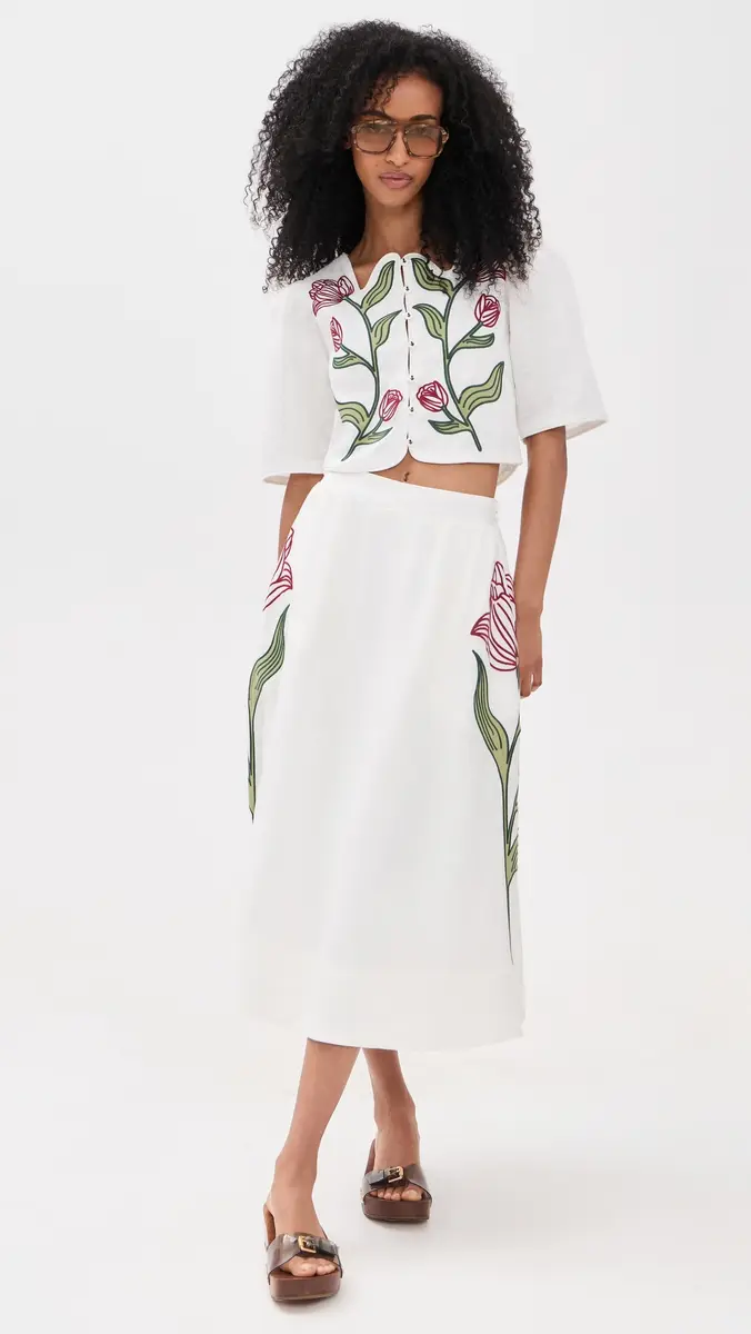 Farm Rio Linen Flower Crop Top | Thumbnail 5 Farm Rio Linen Flower Crop Top | Thumbnail 5