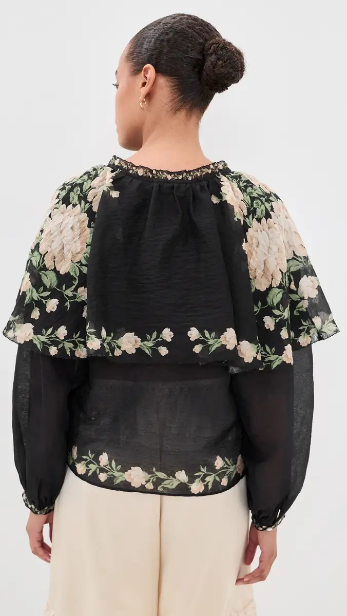 Sea Christina Print Cape Blouse | Thumbnail 3 Sea Christina Print Cape Blouse | Thumbnail 3