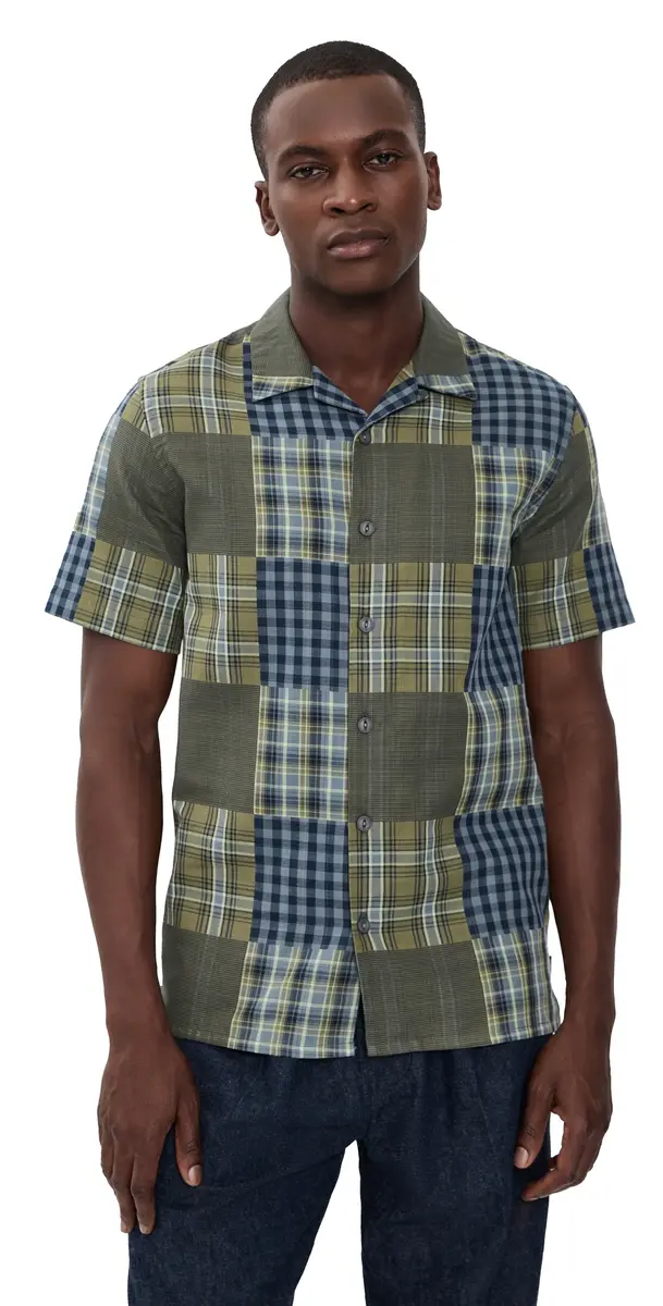 PS Paul Smith Short Sleeve Patchwork Shirt Dark Green L | Image 1 PS Paul Smith Short Sleeve Patchwork Shirt Dark Green L | Image 1