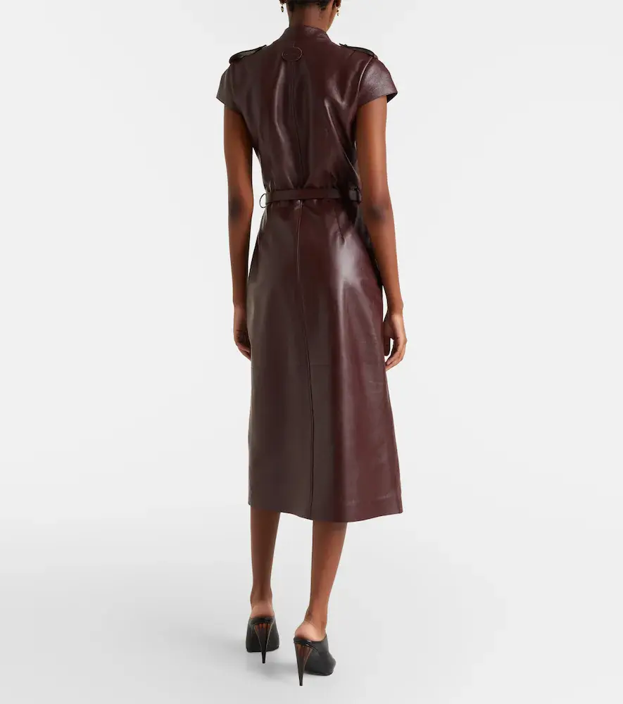 Alexander McQueen Belted leather midi dress | Thumbnail 4 Alexander McQueen Belted leather midi dress | Thumbnail 4