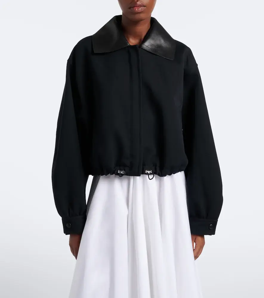 Givenchy Leather-trimmed cotton and wool jacket | Thumbnail 2 Givenchy Leather-trimmed cotton and wool jacket | Thumbnail 2