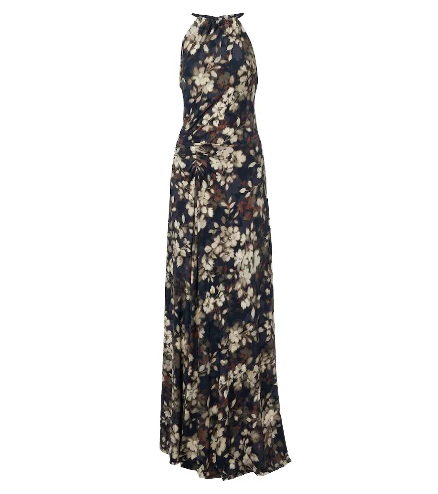 Simkhai Cerin gathered floral halterneck maxi dress | Image 1 Simkhai Cerin gathered floral halterneck maxi dress | Image 1