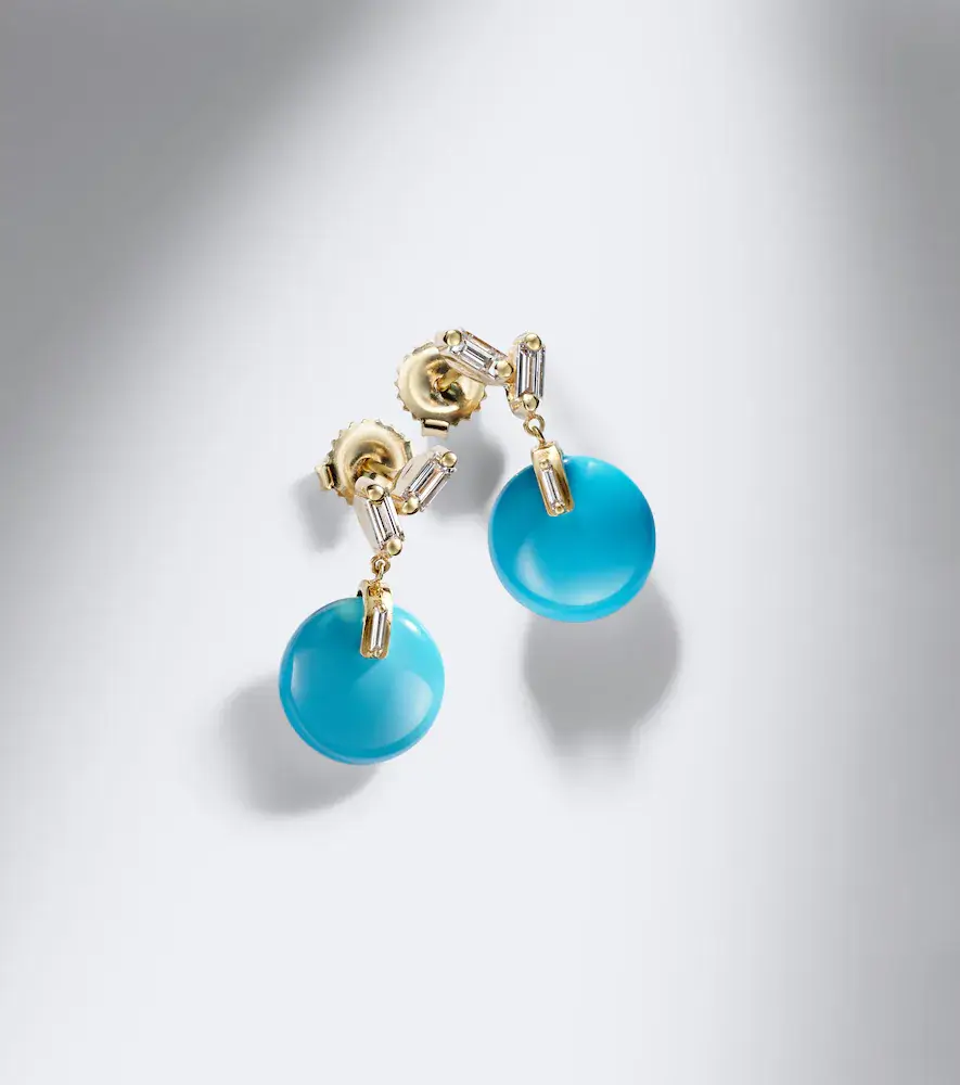 Suzanne Kalan 18kt gold drop earrings with turquoise and diamonds | Thumbnail 5 Suzanne Kalan 18kt gold drop earrings with turquoise and diamonds | Thumbnail 5