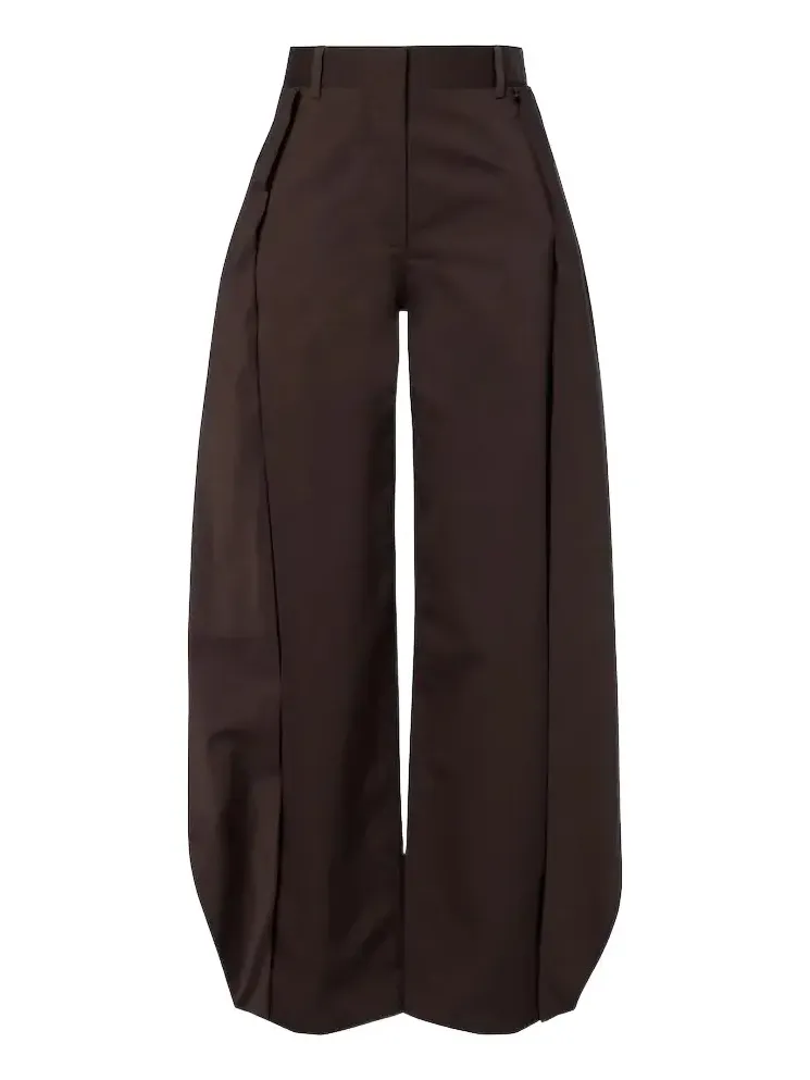 Cotton and silk gabardine barrel-leg pants