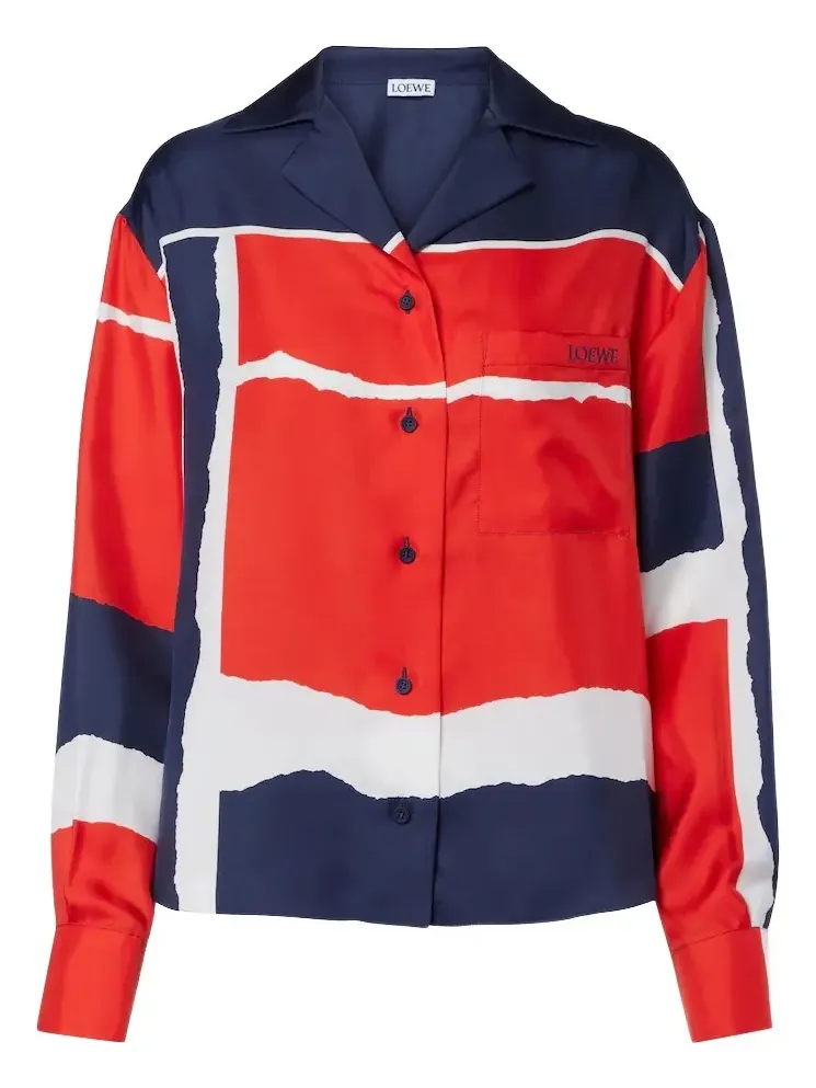 Printed silk twill shirt