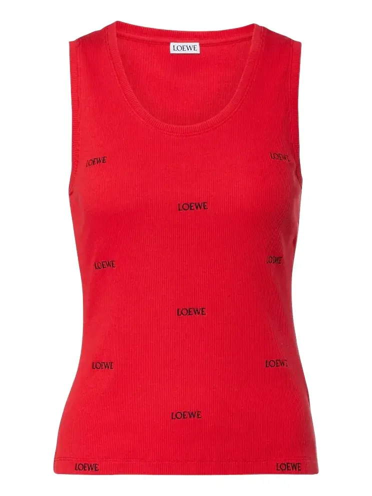 Logo ribbed-knit cotton-blend tank top Logo ribbed-knit cotton-blend tank top