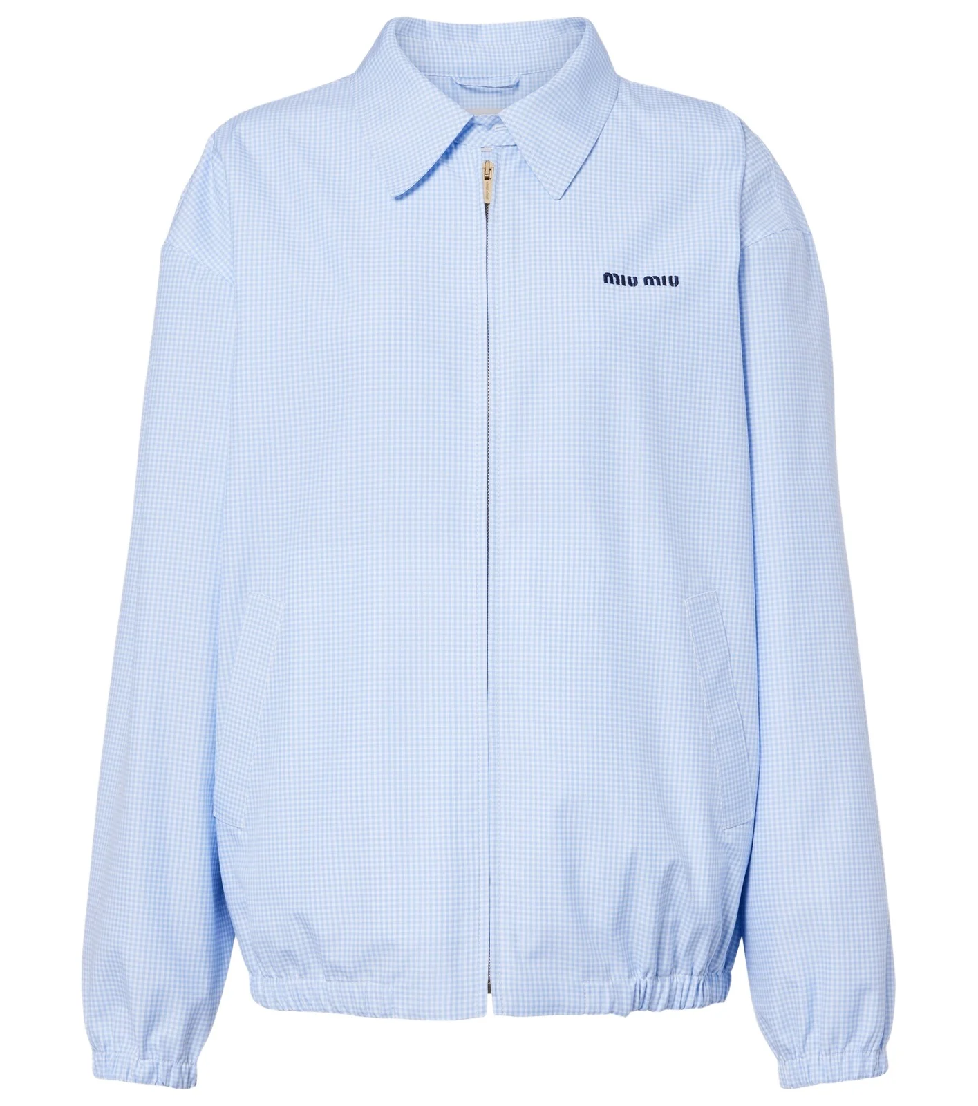 Miu Miu Logo gingham cotton blouson jacket