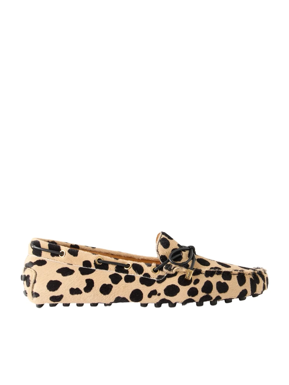 Gommino Bow-detail Animal-print Calf-hair Loafers