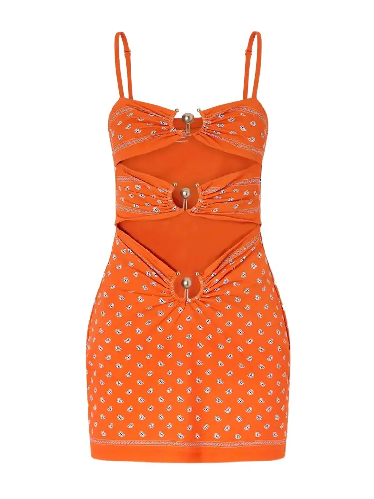 Christopher Esber Orbit Embellished Ruched Cutout Printed Stretch-jersey Mini Dress | Image 1 Christopher Esber Orbit Embellished Ruched Cutout Printed Stretch-jersey Mini Dress | Image 1