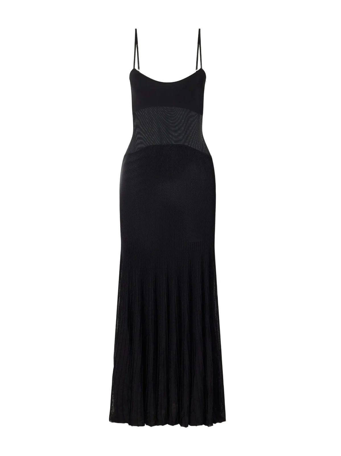 Galvan Belladonna Mesh-trimmed Ribbed-knit Gown