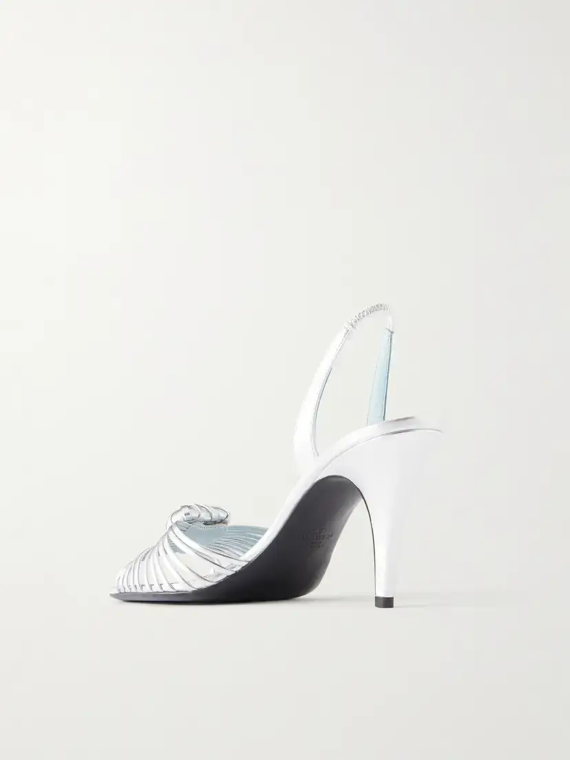 Valentino Garavani Coeur Royal 85 Logo-embellished Metallic Leather Sandals | Thumbnail 3 Valentino Garavani Coeur Royal 85 Logo-embellished Metallic Leather Sandals | Thumbnail 3