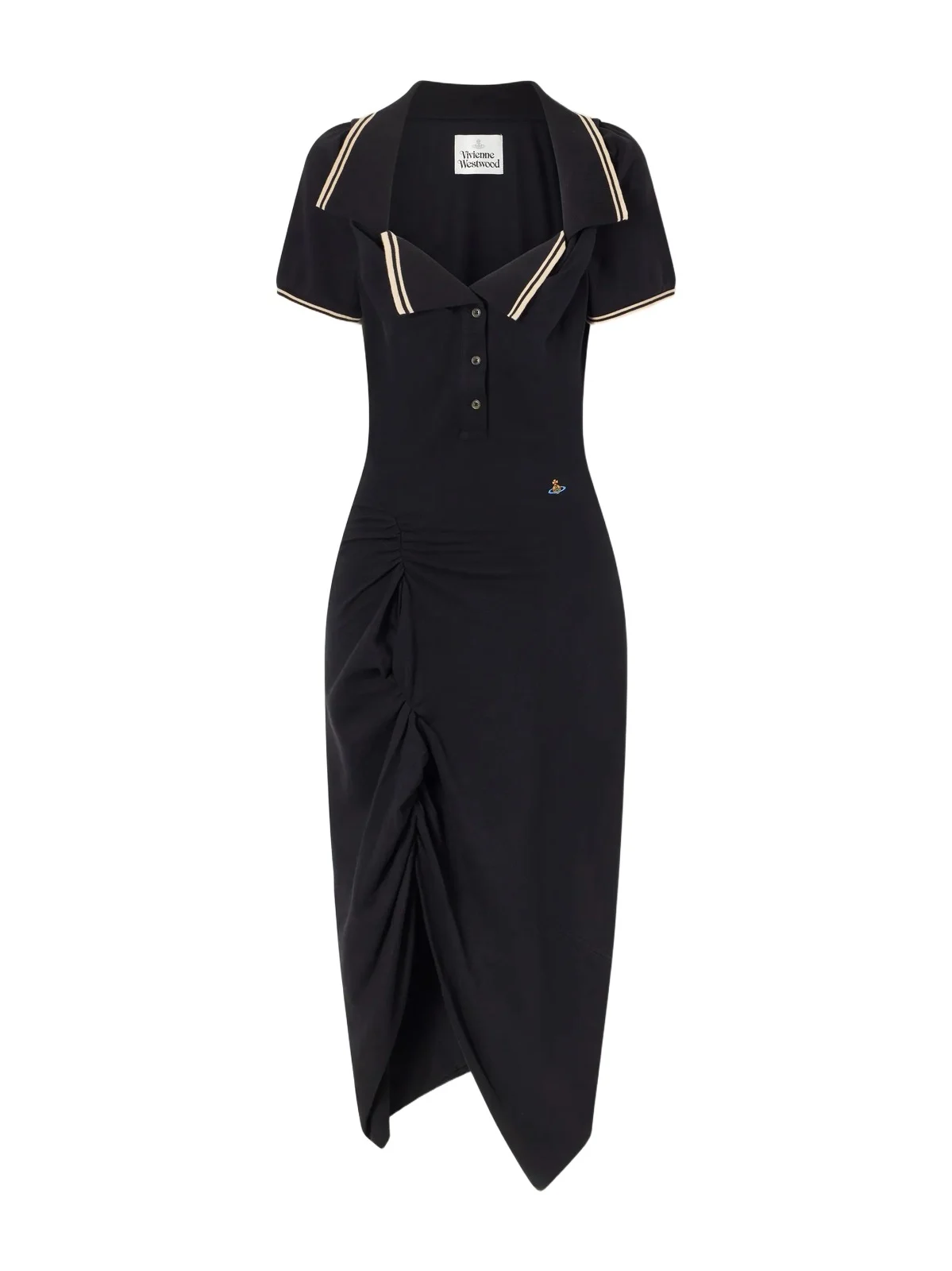 Long Monday Pulling Ruched Cotton-piquet Midi Dress Long Monday Pulling Ruched Cotton-piquet Midi Dress