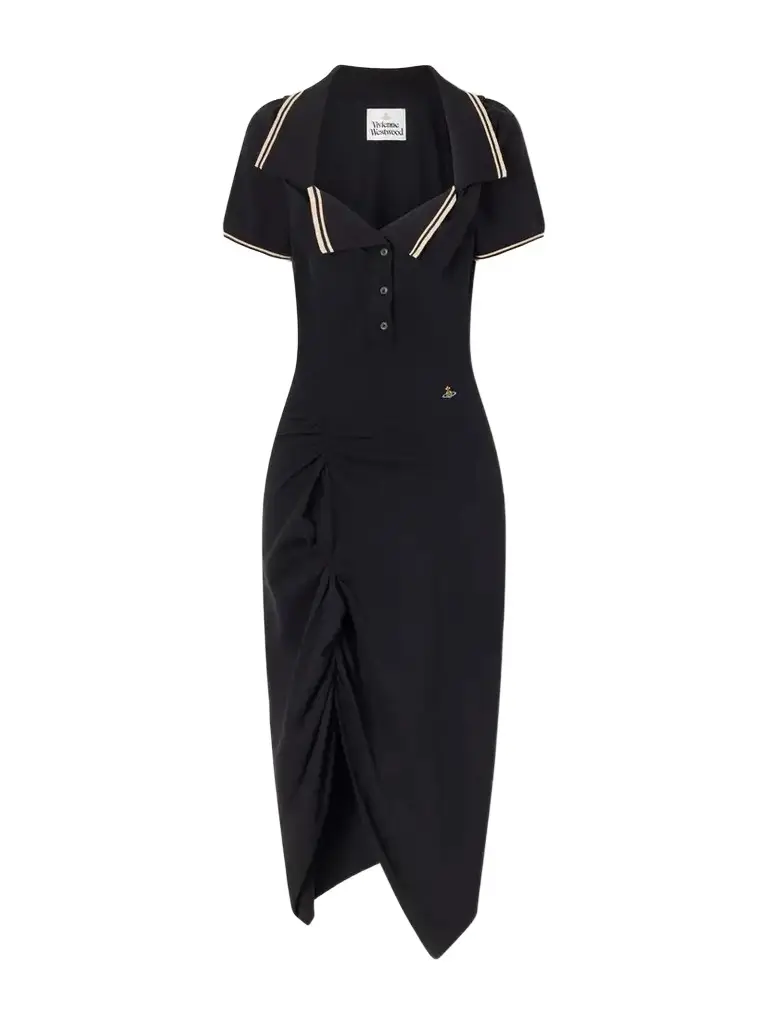 Vivienne Westwood Long Monday Pulling Ruched Cotton-piquet Midi Dress | Image 1 Vivienne Westwood Long Monday Pulling Ruched Cotton-piquet Midi Dress | Image 1